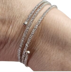 Silvertone Rhinestone Wrap Bracelet